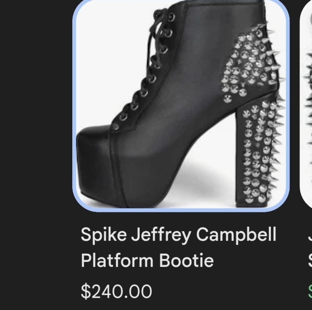 Jeffrey Campbell Black Lace-Up Platform Boots with Silver Spikes - Picture 11 of 16